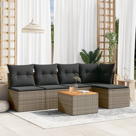 6-piece garden furniture set and gray synthetic rattan cushions by , Garden sets - Ref: Foro24-3223603, Price: 328,26 €, Disc...