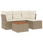 Gartensofa-Set mit Kissen, 5-teilig, beiges synthetisches Rattan von , Gartensets - Ref: Foro24-3223608, Preis: 349,47 €, Rab...