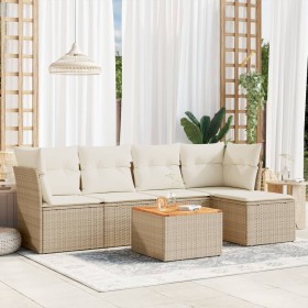 Garden sofa set with 6-piece synthetic rattan beige cushions by , Garden sets - Ref: Foro24-3223615, Price: 422,01 €, Discoun...