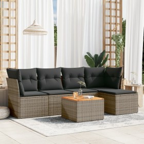 6-piece garden furniture set and gray synthetic rattan cushions by , Garden sets - Ref: Foro24-3223617, Price: 332,46 €, Disc...