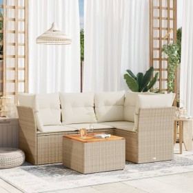 Gartensofa-Set mit Kissen, 5-teilig, beiges synthetisches Rattan von , Gartensets - Ref: Foro24-3223622, Preis: 435,96 €, Rab...