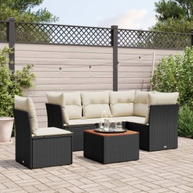 6-teiliges Gartensofa-Set und schwarze synthetische Rattankissen von , Gartensets - Ref: Foro24-3223641, Preis: 380,76 €, Rab...