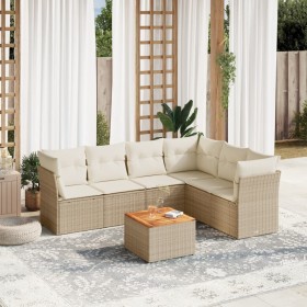 7-teiliges Gartensofa-Set und beige synthetische Rattankissen von , Gartensets - Ref: Foro24-3223657, Preis: 516,11 €, Rabatt: %