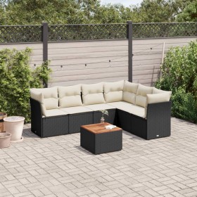 7-teiliges Garten-Essset und schwarze Kissen aus synthetischem Rattan von , Gartensets - Ref: Foro24-3223655, Preis: 453,80 €...