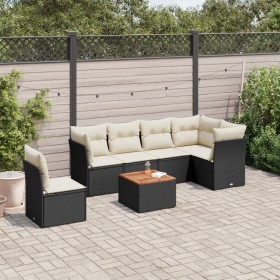 7-teiliges Garten-Esszimmerset und Kissen synthetisches Rattan schwarz von , Gartensets - Ref: Foro24-3223662, Preis: 448,56 ...