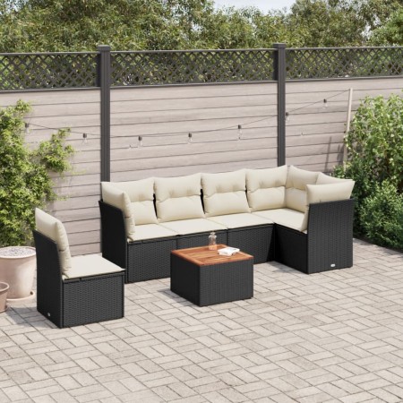 7-teiliges Garten-Esszimmerset und Kissen synthetisches Rattan schwarz von , Gartensets - Ref: Foro24-3223662, Preis: 445,52 ...