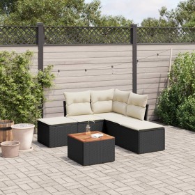 Set aus 6-teiligen Gartensofas und Kissen Kunstrattan schwarz von , Gartensets - Ref: Foro24-3223669, Preis: 318,87 €, Rabatt: %