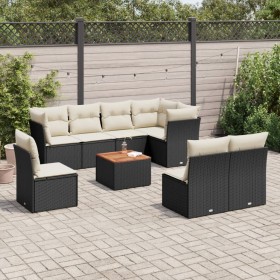 Set aus 8-teiligen Gartensofas und Kissen Kunstrattan schwarz von , Gartensets - Ref: Foro24-3223683, Preis: 542,18 €, Rabatt: %