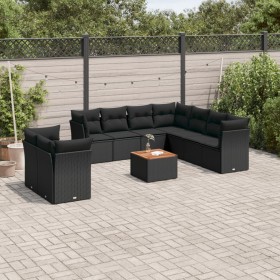 Set de sofás de jardín 10 pzas cojines ratán sintético negro de , Conjuntos de jardín - Ref: Foro24-3223710, Precio: 620,74 €...