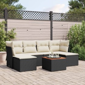 7-teiliges Garten-Esszimmerset und Kissen synthetisches Rattan schwarz von , Gartensets - Ref: Foro24-3223767, Preis: 387,16 ...