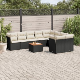 Set de sofás de jardín 10 pzas cojines ratán sintético negro de , Conjuntos de jardín - Ref: Foro24-3223816, Precio: 623,09 €...