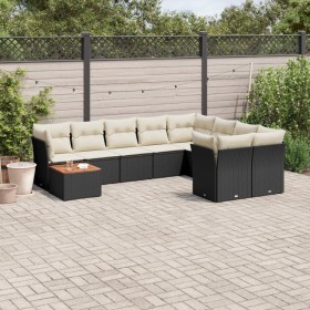 Gartensofa-Set 10-teilig mit schwarzen synthetischen Rattankissen von , Gartensets - Ref: Foro24-3223823, Preis: 603,16 €, Ra...