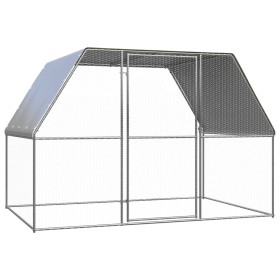 Gallinero de acero galvanizado plateado y gris 3x2x2 m de , Jaulas y habitáculos para animales pequeños - Ref: Foro24-155889,...