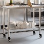 Stainless steel kitchen work table with wheels 110x55x85 cm by , Restoration - Ref: Foro24-376467, Price: 188,99 €, Discount: %