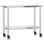 Stainless steel kitchen work table with wheels 110x55x85 cm by , Restoration - Ref: Foro24-376467, Price: 188,99 €, Discount: %