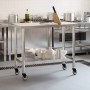 Stainless steel kitchen work table with wheels 110x55x85 cm by , Restoration - Ref: Foro24-376467, Price: 188,99 €, Discount: %