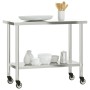 Stainless steel kitchen work table with wheels 110x55x85 cm by , Restoration - Ref: Foro24-376467, Price: 188,99 €, Discount: %