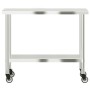 Stainless steel kitchen work table with wheels 110x55x85 cm by , Restoration - Ref: Foro24-376467, Price: 188,99 €, Discount: %