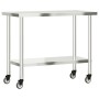 Stainless steel kitchen work table with wheels 110x55x85 cm by , Restoration - Ref: Foro24-376467, Price: 188,99 €, Discount: %