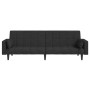 Sofá cama de 2 plazas con dos almohadas tela negro de , Sofás - Ref: Foro24-375835, Precio: 254,73 €, Descuento: %