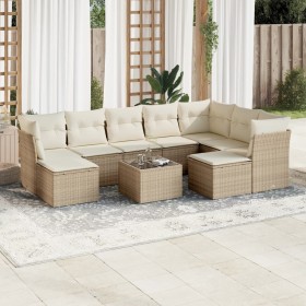 Gartensofa-Set mit beigen Kissen, 10-teilig, synthetisches Rattan von , Gartensets - Ref: Foro24-3218578, Preis: 736,43 €, Ra...