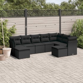 8-teiliges Gartensofa-Set und schwarze synthetische Rattankissen von , Gartensets - Ref: Foro24-3218565, Preis: 517,60 €, Rab...