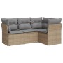 Gartensofa-Set mit Kissen, 4-teilig, beiges synthetisches Rattan von , Gartensets - Ref: Foro24-3217579, Preis: 276,71 €, Rab...