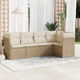 Gartensofa-Set mit Kissen, 5-teilig, beiges synthetisches Rattan von , Gartensets - Ref: Foro24-3217598, Preis: 431,99 €, Rab...