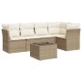 Gartensofa-Set mit Kissen, 6-teilig, beiges synthetisches Rattan von , Gartensets - Ref: Foro24-3217608, Preis: 498,99 €, Rab...