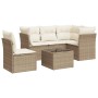 Gartensofa-Set mit Kissen, 6-teilig, beiges synthetisches Rattan von , Gartensets - Ref: Foro24-3217648, Preis: 498,99 €, Rab...