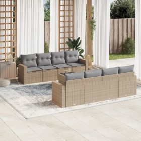 9-teiliges Gartensofa-Set mit beigen synthetischen Rattankissen von , Gartensets - Ref: Foro24-3218739, Preis: 606,99 €, Raba...