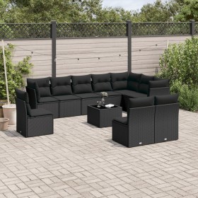 11-teiliges Gartensofa-Set und schwarze synthetische Rattankissen von , Gartensets - Ref: Foro24-3249644, Preis: 683,72 €, Ra...