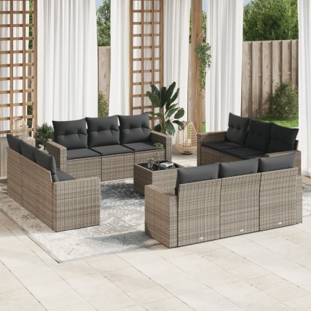 Gartensofa-Set mit Kissen, 13-teilig, graues synthetisches Rattan von , Gartensets - Ref: Foro24-3218770, Preis: 1,00 €, Raba...