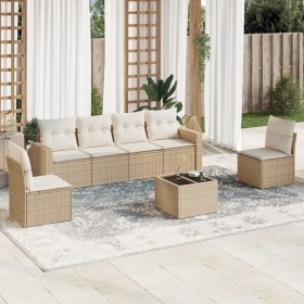 7-teiliges Gartensofa-Set und beige synthetische Rattankissen von , Gartensets - Ref: Foro24-3218808, Preis: 519,82 €, Rabatt: %