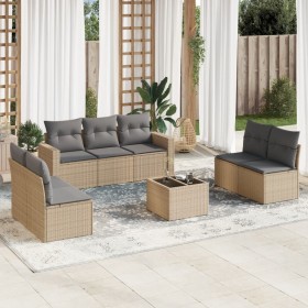 Gartensofa-Set mit beigen Kissen 8 Stück PE-Rattan von , Gartensets - Ref: Foro24-3218829, Preis: 517,88 €, Rabatt: %