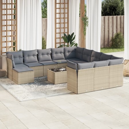 Garden sofa set with cushions 13 pieces beige synthetic rattan by , Garden sets - Ref: Foro24-3250478, Price: 941,39 €, Disco...