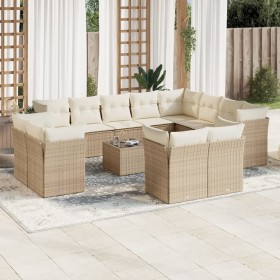 Gartensofa-Set mit Kissen, 13-teilig, beiges synthetisches Rattan von , Gartensets - Ref: Foro24-3218538, Preis: 1,00 €, Raba...