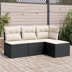 4-teilige Gartensofagarnitur mit schwarzen synthetischen Rattankissen von , Gartensets - Ref: Foro24-3217496, Preis: 236,76 €...