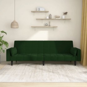 2-seater sofa bed with two dark green velvet pillows by , Sofas - Ref: Foro24-375849, Price: 251,03 €, Discount: %