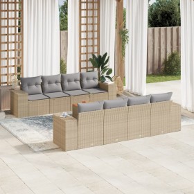 9-teiliges Gartensofa-Set mit beigen synthetischen Rattankissen von , Gartensets - Ref: Foro24-3257697, Preis: 742,99 €, Raba...