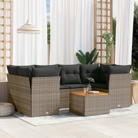 7-piece garden sofa set with gray PE rattan cushions by , Garden sets - Ref: Foro24-3223498, Price: 440,29 €, Discount: %