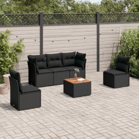 6-teiliges Gartensofa-Set und schwarze synthetische Rattankissen von , Gartensets - Ref: Foro24-3223542, Preis: 369,88 €, Rab...