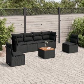 7-teiliges Garten-Essset und schwarze Kissen aus synthetischem Rattan von , Gartensets - Ref: Foro24-3223549, Preis: 389,46 €...