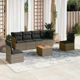 7-piece garden sofa set with gray PE rattan cushions by , Garden sets - Ref: Foro24-3223554, Price: 411,99 €, Discount: %