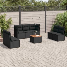 8-teiliges Gartensofa-Set und schwarze synthetische Rattankissen von , Gartensets - Ref: Foro24-3223563, Preis: 437,45 €, Rab...