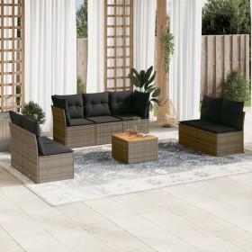 Set de sofás de jardín 8 pzas y cojines ratán sintético gris de , Conjuntos de jardín - Ref: Foro24-3223568, Precio: 463,99 €...