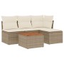 Gartensofa-Set mit Kissen, 5-teilig, beiges synthetisches Rattan von , Gartensets - Ref: Foro24-3223594, Preis: 370,99 €, Rab...