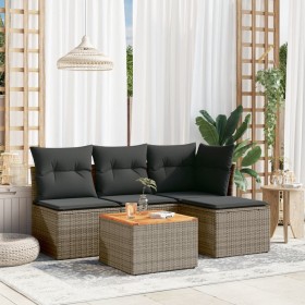 Gartensofa-Set mit Kissen, 5-teilig, graues synthetisches Rattan von , Gartensets - Ref: Foro24-3223596, Preis: 274,02 €, Rab...