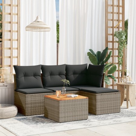 Gartensofa-Set mit Kissen, 5-teilig, graues synthetisches Rattan von , Gartensets - Ref: Foro24-3223596, Preis: 265,46 €, Rab...