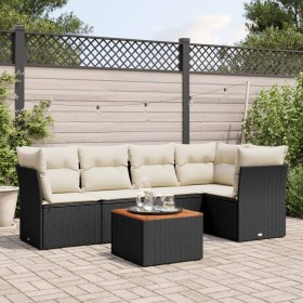 6-teiliges Gartensofa-Set und schwarze synthetische Rattankissen von , Gartensets - Ref: Foro24-3223627, Preis: 380,76 €, Rab...